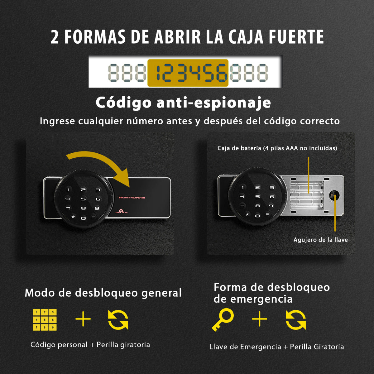 Caja Fuerte en Acero Caja de Seguridad Electrónica con Teclado Numérico y Digitales para Casa Oficina Empresa Negro 40 x 30 x 31 cm