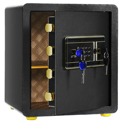 Caja Fuerte Caja de Seguridad Electrónica en Acero con Teclado Numérico Llave Sistema Alarma para Casa Hotel Oficina Negro 36 x 31 x 41 cm