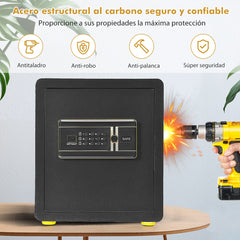 Caja Fuerte Caja de Seguridad Electrónica en Acero con Teclado Numérico Llave Sistema Alarma para Casa Hotel Oficina Negro 36 x 31 x 41 cm