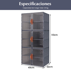Cajas de Almacenamiento de 12 Cubos con Cubiertas Juego de 6 Cajas de Plástico Apilables Organizador para Zapatos Ropa Juguetes Gris