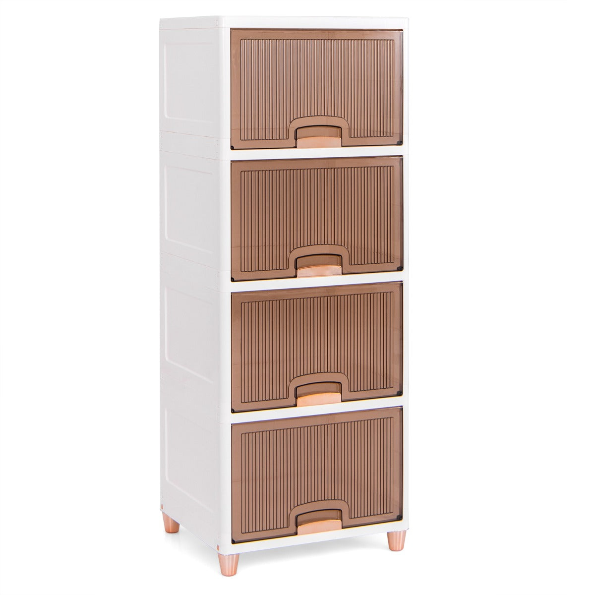 Caja de Almacenamiento de 150 L con Tapas Contenedor Apilable de 4 Niveles con Puertas Organizador de Plástico para Dormitorio Cocina Blanco