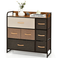 Cajonera con 7 Cajones Organizador Amplio con Cajones Plegables en Tejido Cómoda para Pasillo Vestidor Dormitorio Habitación 80 x 29 x 79 cm