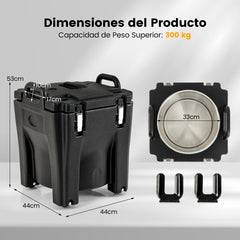 Calentador de Alimentos Portátil Apilable de 30 L con Barril de Acero Inoxidable 2 Asas 4 Ruedas Calentador de Sopa para Camping Negro