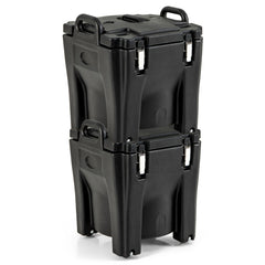 Calentador de Alimentos Portátil Apilable de 30 L con Barril de Acero Inoxidable 2 Asas 4 Ruedas Calentador de Sopa para Camping Negro