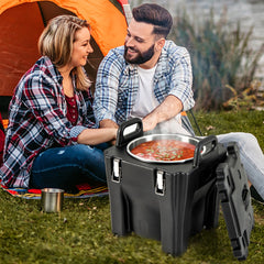 Calentador de Alimentos Portátil Apilable de 30 L con Barril de Acero Inoxidable 2 Asas 4 Ruedas Calentador de Sopa para Camping Negro