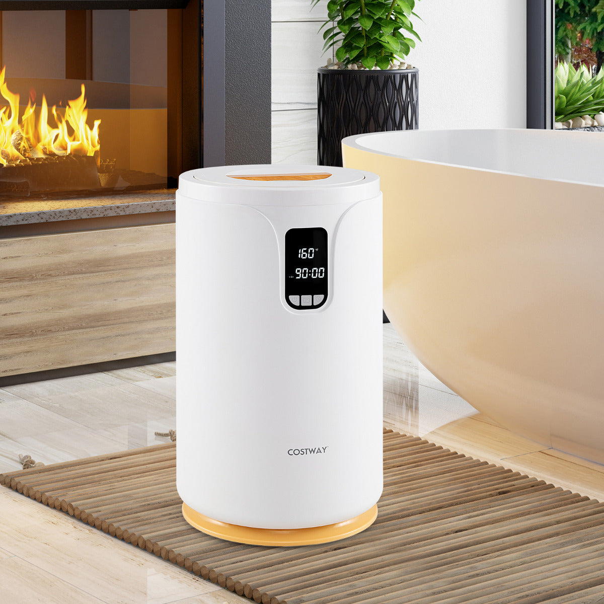 Calentador de Toallas para Baño Calentador de Mantas de 20L con Luz LED Temporizador Bloqueo Infantil Cubo Portátil 114 x 178 cm Blanco