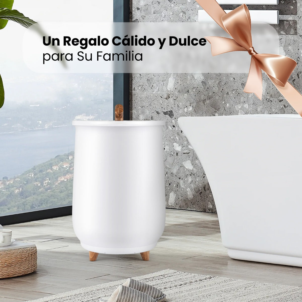 Calentador de Toallas Cubo 20L con 3 Niveles de Calentamiento Temporizador y Apagado Automático Blanco