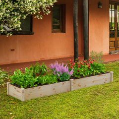 Cama de Jardín Elevada de Madera Caja de Plantas para Verduras Flores Hierbas Frutas Maceta Elevada para Patio Césped 240 x 60 x 25 cm