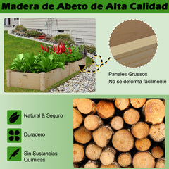 Cama de Jardín Elevada de Madera Caja de Plantas para Verduras Flores Hierbas Frutas Maceta Elevada para Patio Césped 240 x 60 x 25 cm