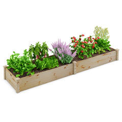 Cama de Jardín Elevada de Madera Caja de Plantas para Verduras Flores Hierbas Frutas Maceta Elevada para Patio Césped 240 x 60 x 25 cm