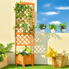 Cama de Jardín Elevada con Caja de Plantación y Orificio de Drenaje Contenedor de Plantas de 180 cm para Jardín Patio y Balcón Naranja