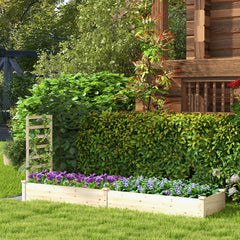 Cama de Jardín Elevada con 2 Macetero y Enrejado Kit de Macetero de Madera para Exteriores Patio y Balcón 235 x 63 x 102 cm Natural