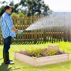 Cama de Jardín Elevada con Contenedor de Compost y Fondo Abierto Kit de Macetero de Madera para Flores Plantas 24 x 124 x 25,5 cm Natural
