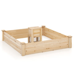 Cama de Jardín Elevada con Contenedor de Compost y Fondo Abierto Kit de Macetero de Madera para Flores Plantas 24 x 124 x 25,5 cm Natural
