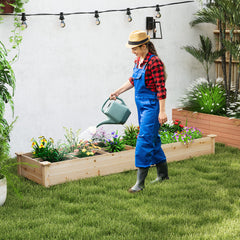 Cama Elevada de Jardín de Madera con 2 Cajas de Cultivo y Divisores Macetero Elevado para Flores Vegetales Frutas Jardinera para Patio