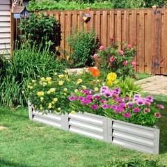 Cama Elevada Triangular Galvanizada para Jardín con Guantes Kit de 6 Cajas Metálicas para Vegetales Flores Hierbas 150 x 150 x 30 cm Plata