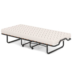 Cama Plegable 80 x 200 cm con Ruedas y Colchón de Espuma Viscoelástica & Fibra Hipoalergénica Cama para Huéspedes Compacta Portátil