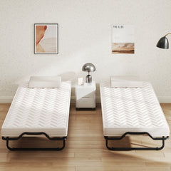 Cama Plegable 90 x 200 cm con Ruedas y Colchón de Espuma Viscoelástica & Fibra Hipoalergénica Cama para Huéspedes Compacta Portátil