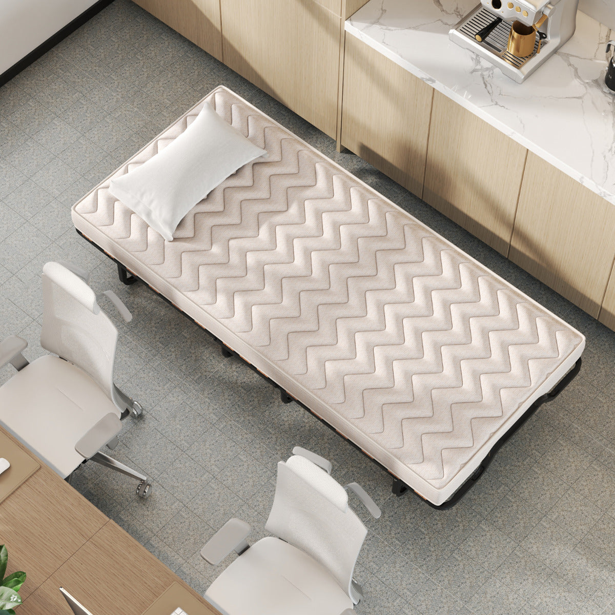Cama Plegable 90 x 200 cm con Ruedas y Colchón de Espuma Viscoelástica & Fibra Hipoalergénica Cama para Huéspedes Compacta Portátil