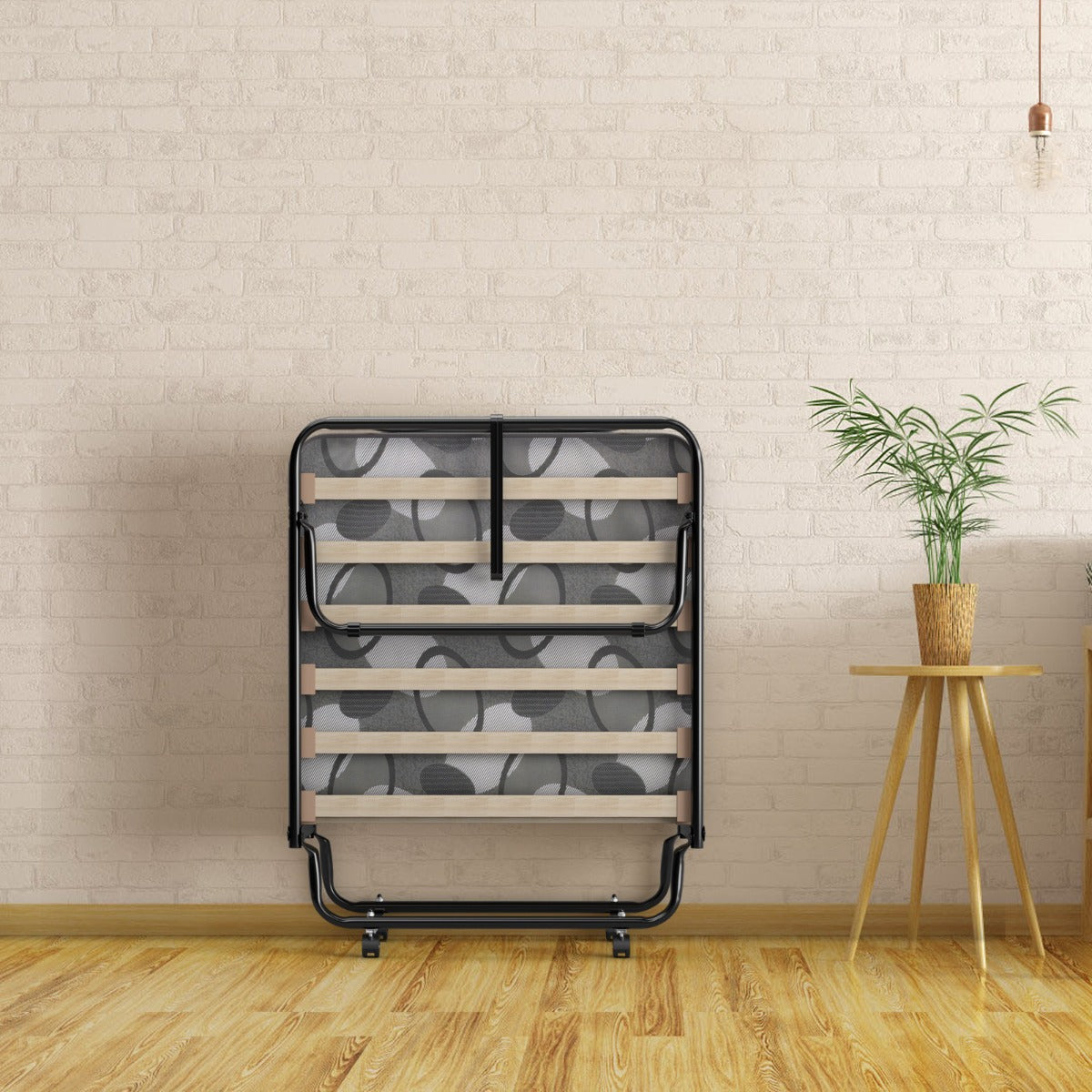 Cama Plegable con Colchón Cama para Huéspedes Portátil con Ruedas en Espuma de Memoria Estructura en Acero 190 x 80 x 33 cm-Gris