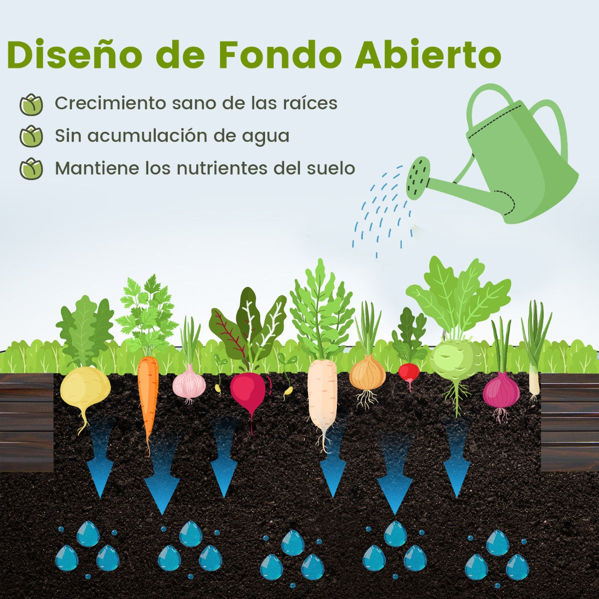 Cantero de Jardín Elevada Jardinera de Metal para Vegetales con Soporte Reforzado Base Abierta Fácil Montaje 240 x 120 x 30 cm Café