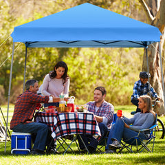 Carpa 3 x 3 m con Patas Inclinadas Pared Lateral Desmontable Glorieta Plegable Altura Regulable con Sistema Central Bolso Azul
