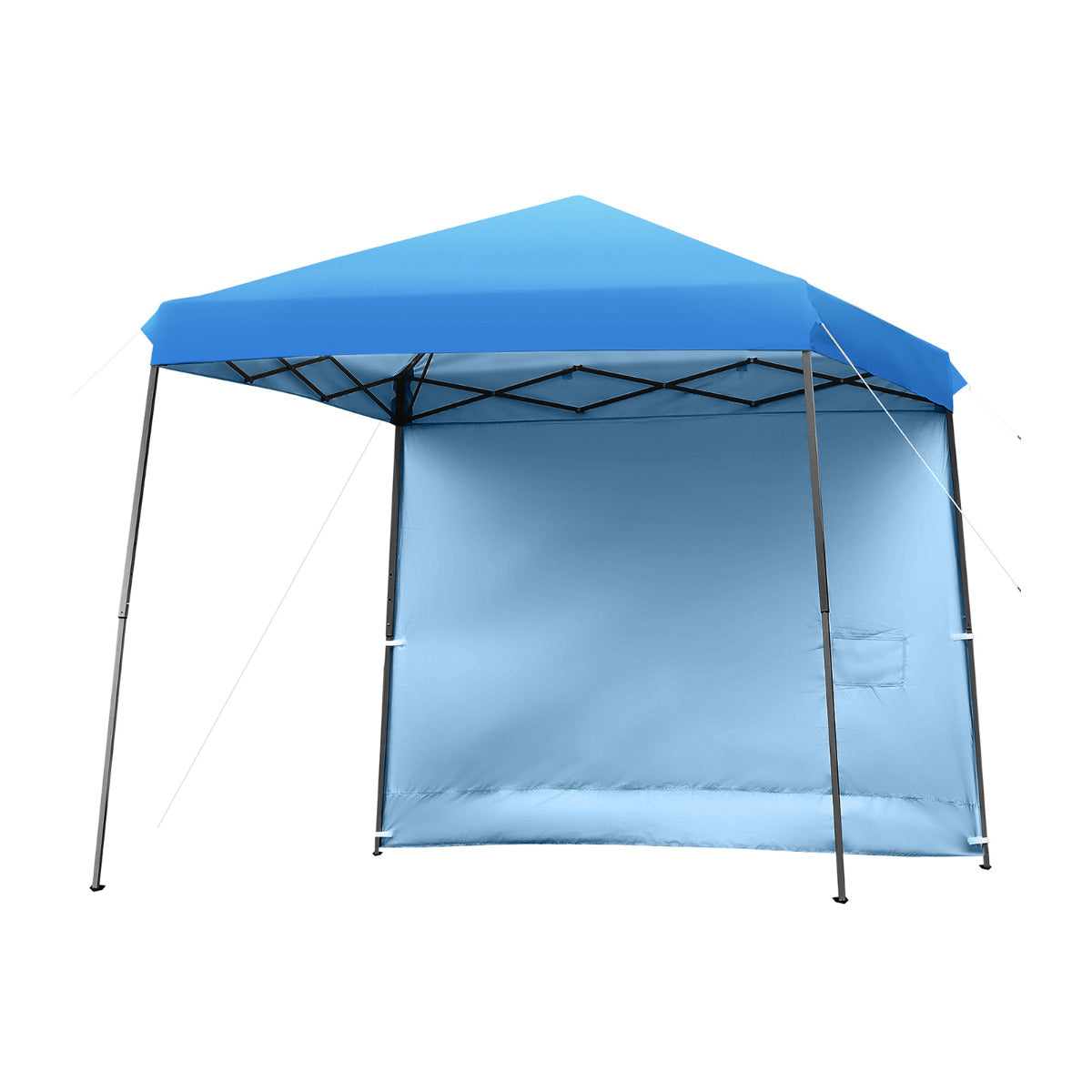 Carpa 3 x 3 m con Patas Inclinadas Pared Lateral Desmontable Glorieta Plegable Altura Regulable con Sistema Central Bolso Azul