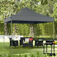 Carpa con Dosel Desplegable de 3 x 3 m Toldo Portátil Impermeable con Bolsa de Transporte Ruedas 3 Alturas Ajustables para Jardín Gris