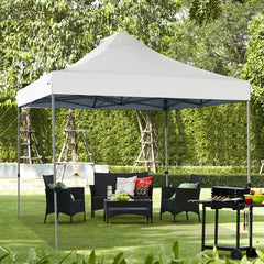 Carpa con Dosel Desplegable de 3 x 3 m Toldo Portátil Impermeable con Bolsa de Transporte Ruedas 3 Alturas Ajustables para Jardín Blanco
