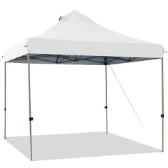 Carpa con Dosel Desplegable de 3 x 3 m Toldo Portátil Impermeable con Bolsa de Transporte Ruedas 3 Alturas Ajustables para Jardín Blanco