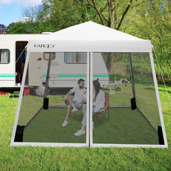 3x3m Carpa Plegable Instantáneo de Exterior Tienda de Patas Inclinadas con Paredes Laterales Altura Regulable para Patio Playa Blanco