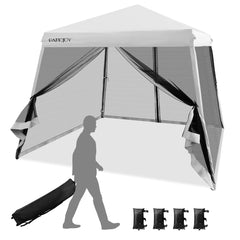 3x3m Carpa Plegable Instantáneo de Exterior Tienda de Patas Inclinadas con Paredes Laterales Altura Regulable para Patio Playa Blanco