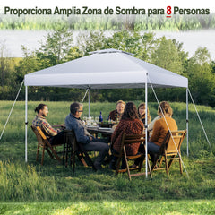 Carpa Plegable 3x3m Cenador Tienda Emergente Pop Up 8 Personas Gazebo Pabellón con Doble Techo Altura Ajustable Playa Jardín Patio Plata