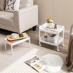 Carrito Auxiliar con Ruedas Bloqueable de 3 Niveles y Bandeja Superior Extraíble para Lavadero Cocina y Baño 40 x 26 x 61 cm Blanco