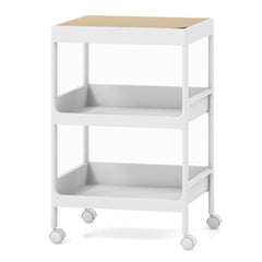 Carrito Auxiliar con Ruedas Bloqueable de 3 Niveles y Bandeja Superior Extraíble para Lavadero Cocina y Baño 40 x 26 x 61 cm Blanco