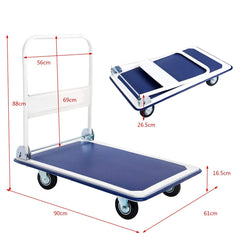 Plataforma Carro Plegable Carga Máxima 300 kg Carro de Transporte Carretilla de Mano 60 x 90 cm
