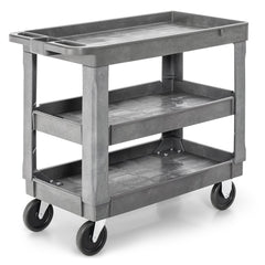 Carro Utilitario de 3 Niveles para Herramientas con Estante Ajustable Manija de Almacenamiento Carga 250 kg para Garaje Almacén Oficina Gris