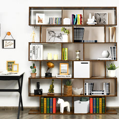 Librería de 6 Niveles Forma de S Estante de Libros Dispositivo Antivuelco Estantería Expositor para Estudio Salón Café 80 x 23 x 191 cm