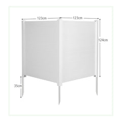Cerca de Exterior Panel en PVC con 3 Palos Forma de Cúspide 2 Paneles para Jardín y Patio Decorativa Expandible 123 x 123 x 124 cm Blanco