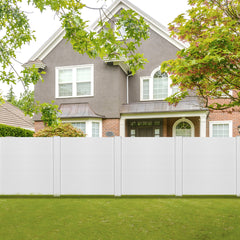 Cerca de Exterior Panel en PVC con 3 Palos Forma de Cúspide 2 Paneles para Jardín y Patio Decorativa Expandible 123 x 123 x 124 cm Blanco
