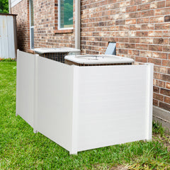 Cerca de Exterior Panel en PVC con 3 Palos Forma de Cúspide 2 Paneles para Jardín y Patio Decorativa Expandible 123 x 123 x 124 cm Blanco