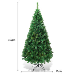 1,5m Árbol de Navidad Artificial con Base Metálica Material PVC Hogar Abeto Verde