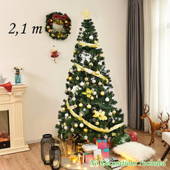 210cm Árbol de Navidad Artificial con Base Metálica Material PVC Decoración para Navidad Hogar Fiesta Verde