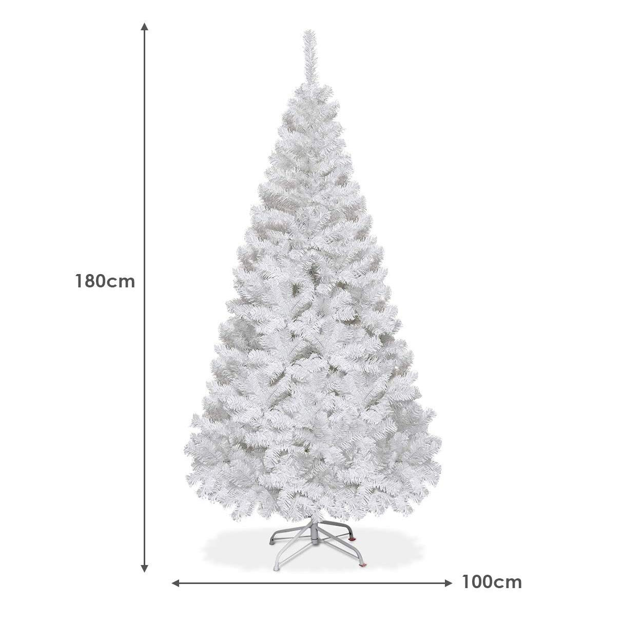 180cm Árbol de Navidad Artificial Blanco con Base Metálica Material PVC Decoración para Fiesta