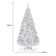 180cm Árbol de Navidad Artificial Blanco con Base Metálica Material PVC Decoración para Fiesta