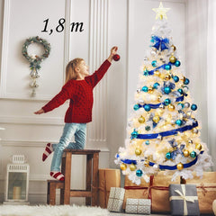 180cm Árbol de Navidad Artificial Blanco con Base Metálica Material PVC Decoración para Fiesta