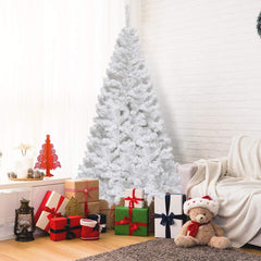 180cm Árbol de Navidad Artificial Blanco con Base Metálica Material PVC Decoración para Fiesta