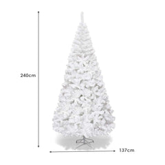 240cm Árbol de Navidad Artificial Blanco con Base Metálica Material PVC Decoración para Fiesta