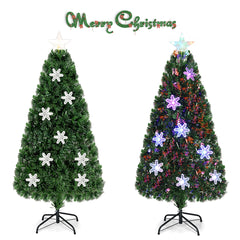 1,5m PVC Árbol de Navidad Artificial con Base Iluminado con Fibra de Vidrio Cambia Color para Navidad Hogar Fiesta