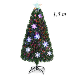1,5m PVC Árbol de Navidad Artificial con Base Iluminado con Fibra de Vidrio Cambia Color para Navidad Hogar Fiesta